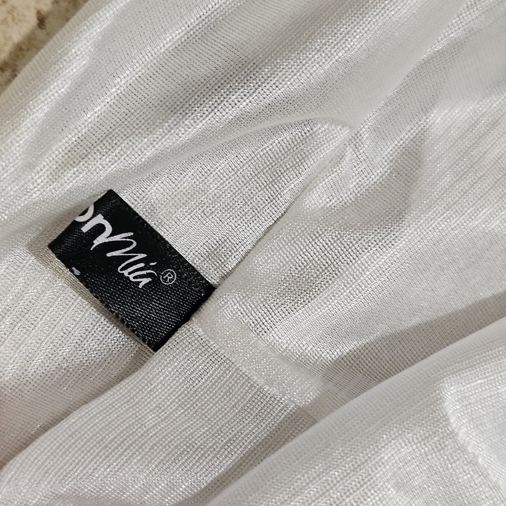 FashionMia M White Black Artsy Tiered Maxi Dress Organza Boho Festival Style Y2K - Picture 5 of 8